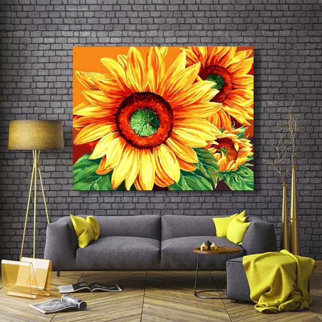 The Sunflowers in Interior - Sunflower Paint by Numbers for Adults