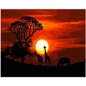 African Savannah at Sunset - Oil Canvas by Numbers Kit