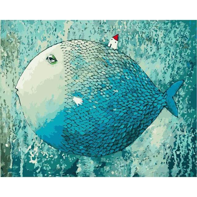 Big Blue Fish - DIY Oil Painting by Numbers Kits