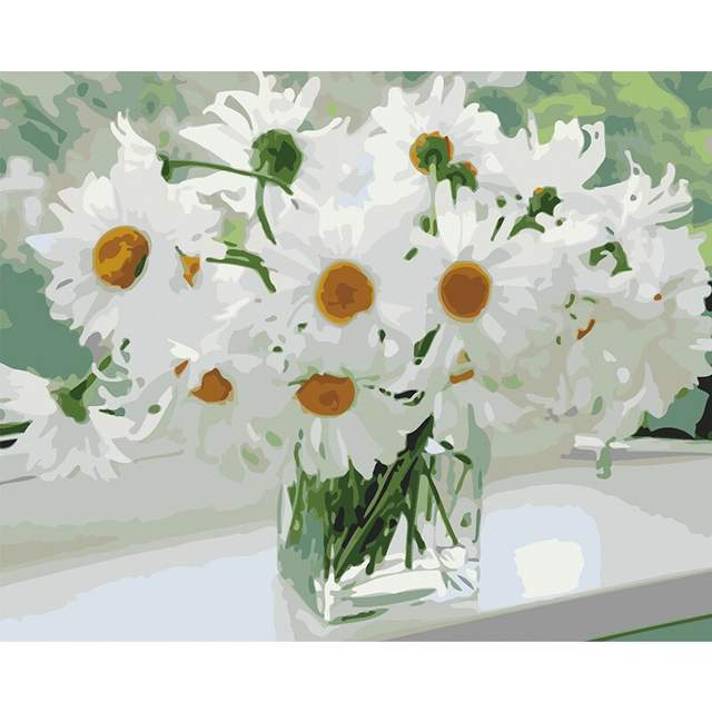 Bouquet White Daisies - Painting by Numbers Kit for Adults