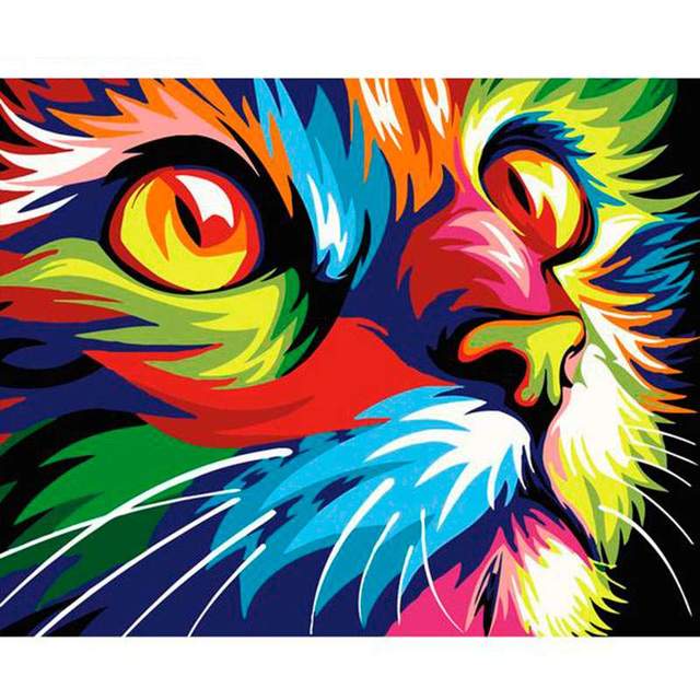 Colorful Cat - DIY Easy Paint by Numbers for Beginner