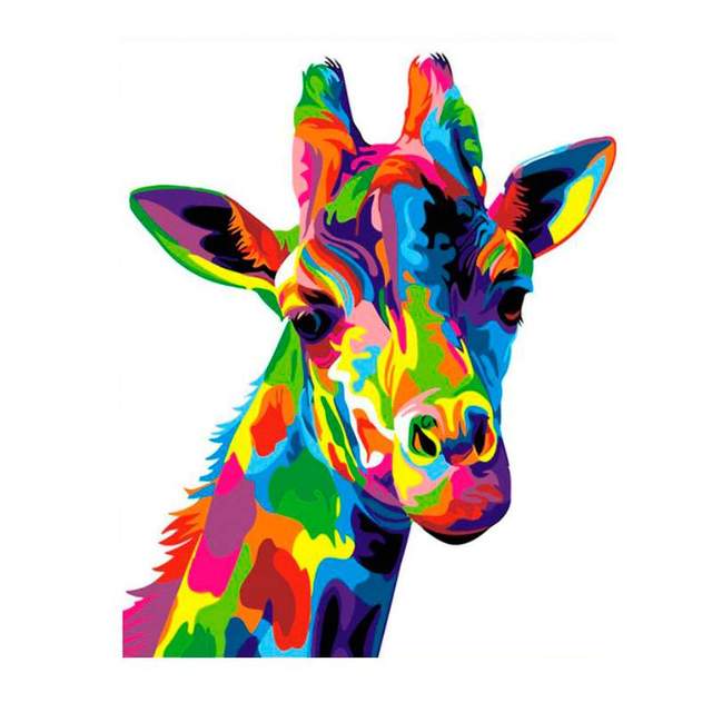 Colorful Giraffe DIY Easy Oil Paint By Number Kit for Beginner