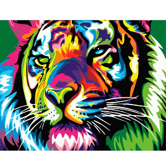 Colorful Tiger - DIY Easy Oil Paint By Number kit for Beginner