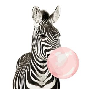 Funny Animals Zebra with Pink Gum - Easy Paint by Numbers for Kids