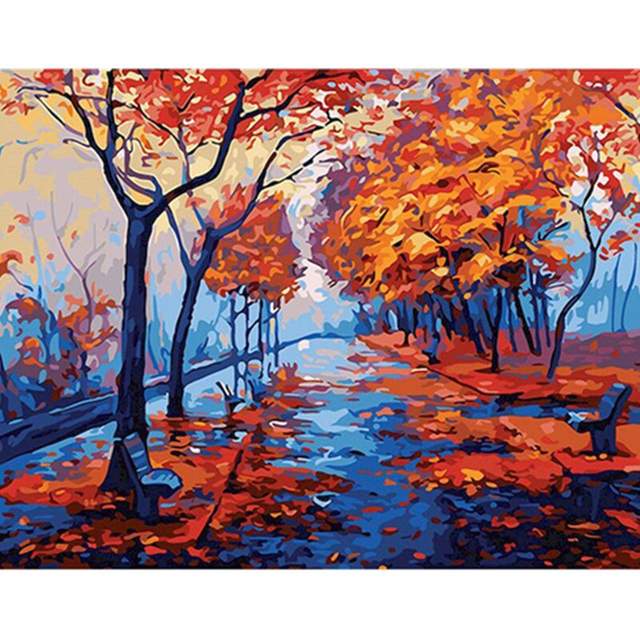 Late Autumn in Central Park - Paint by Numbers Fall Scene