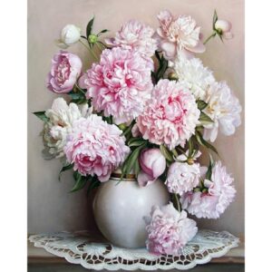 Pink-White Peonies DIY Painting on Canvas Kit Adults