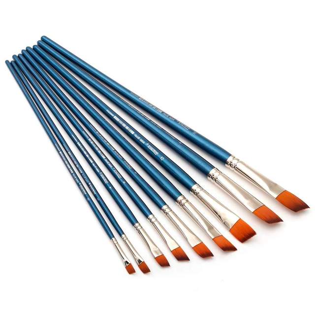 Set Of 5 Flat Head Simple Number Pattern Oil Painting Brushes For Art And  Paintings