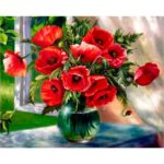 Red Poppies Bouquet in Vase DIY Paint By Numbers kit