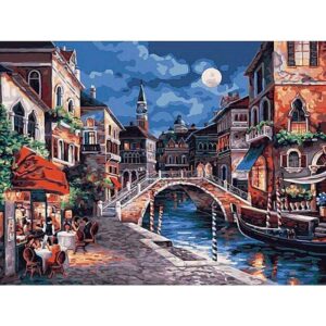 Restaurant at Canal Italy DIY Oil Paint by Number Kit