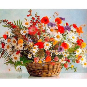 Spring Vivid Flowers in Basket - DIY Paint by Numbers Kit