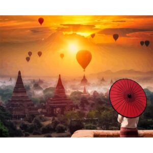 Sunset in Bagan - Painting by Numbers Kit for Adults