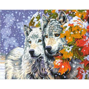 Two Wolves in a Snow - Painting by Numbers