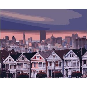 Victorian Painted Ladies Houses at Sunset in San Francisco - Paint by Numbers
