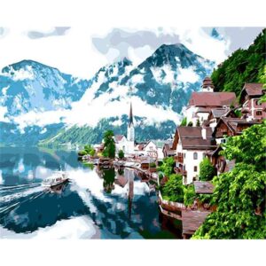 View of Hallstatt Austria DIY Oil Painting By Numbers Kit for Adults