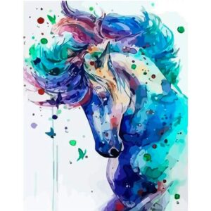 Watercolor Blue Horse - DIY Color by Numbers Kit