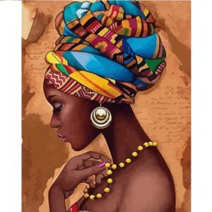 African American Lady in Ethnic Turban Painting by Numbers Kit