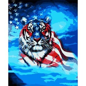 American Flag Tiger Paint by Numbers for Sale