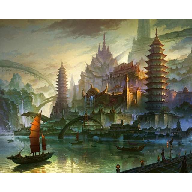Ancient City in Asia - DIY Paint by Numbers Kit