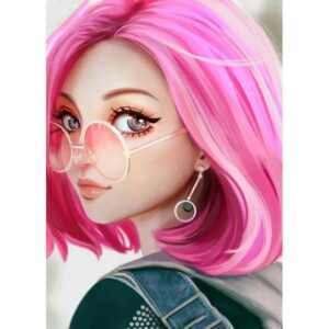 Anime Girl with Pink Hair - Love Anime Paint by Numbers
