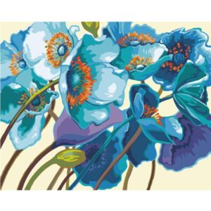 Blue Poppies - Acrylic Drawing by Numbers
