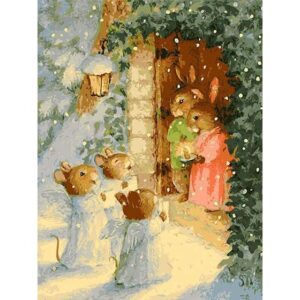Christmas Angels Bunnies - Oil Paint by Numbers Kit