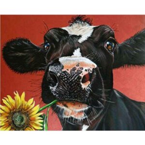 Cow with Sunflower - Coloring by Numbers for Adults