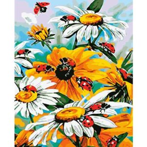Daisies and Ladybugs - Flower Paint by Number