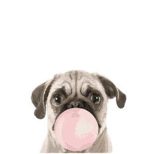 Funny Pug with Pink Gum - Paint by Numbers for Kids