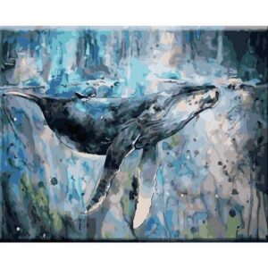 Humpback Whale in Sea - Paint on Canvas Kit