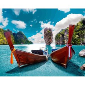 James Bond Paradise Island Boat Trip Oil Paint by Numbers Kit