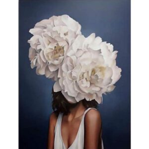 Lady White Peony Head - Paint by Numbers for Girl