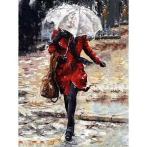 Lady with White Umbrella - Paint by Numbers for Sale
