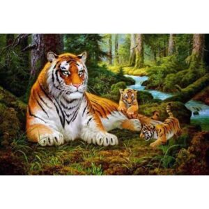 Mama Tiger and Babies - DIY Coloring by Numbers