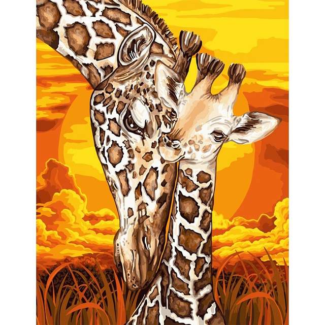 Mother's Love Giraffes - Painting by Numbers for Her