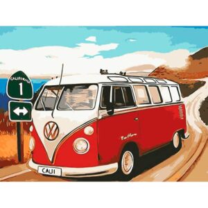 On the Road Again to California by Retro VW Camper Van - Paint by Numbers Car
