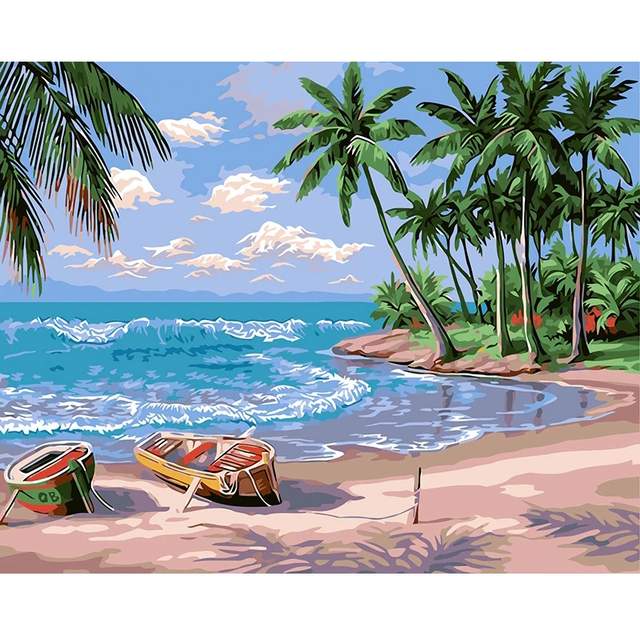 Paradise Tropical Island Oil Paint by Numbers Kit