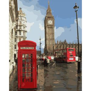 Phone Booth and London Big Ben - Color by Numbers with DIY Frame