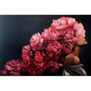Pink Peony Bush on a Woman Head - Coloring by Numbers Kit