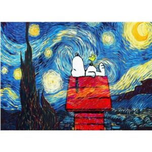 Snoopy Under Starry Night Painting by Numbers for Kids