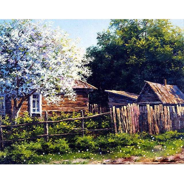 Spring in Village - Paint by Number Kit