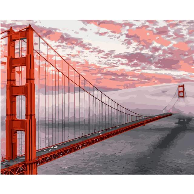 The Golden Gate Bridge at Sunset Acrylic Paint by Numbers