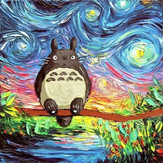 Totoro in Starry Night - Anime Painting by Numbers for Kids