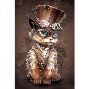 Victorian Cat in a Hat - Acrylic Paint by Numbers