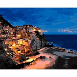 View of Manarola at Night - Europe Paint by Number