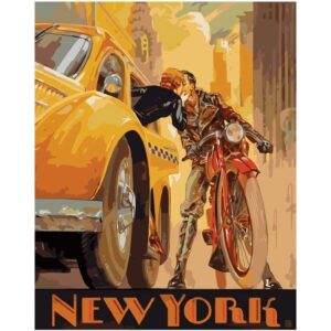 Vintage Poster Meet Me in Manhattan Paint by Numbers for Adults