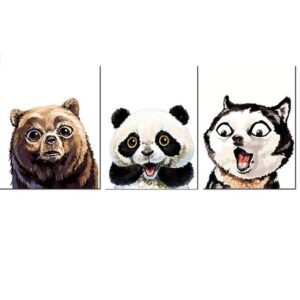 3 Pack Different Surprised Animals - Paint by Numbers Kits