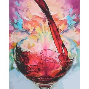 Abstract Red Wine Glass - Still life Painting by Numbers