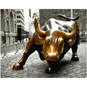 Charging Bull in New York - Paint by Numbers Cityscape