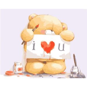Cute Teddy Bear I Love You - Easy Paint by Numbers