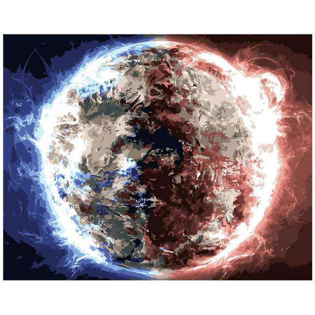 Ice and Fire Planet - Galaxy Paint by Numbers Kit